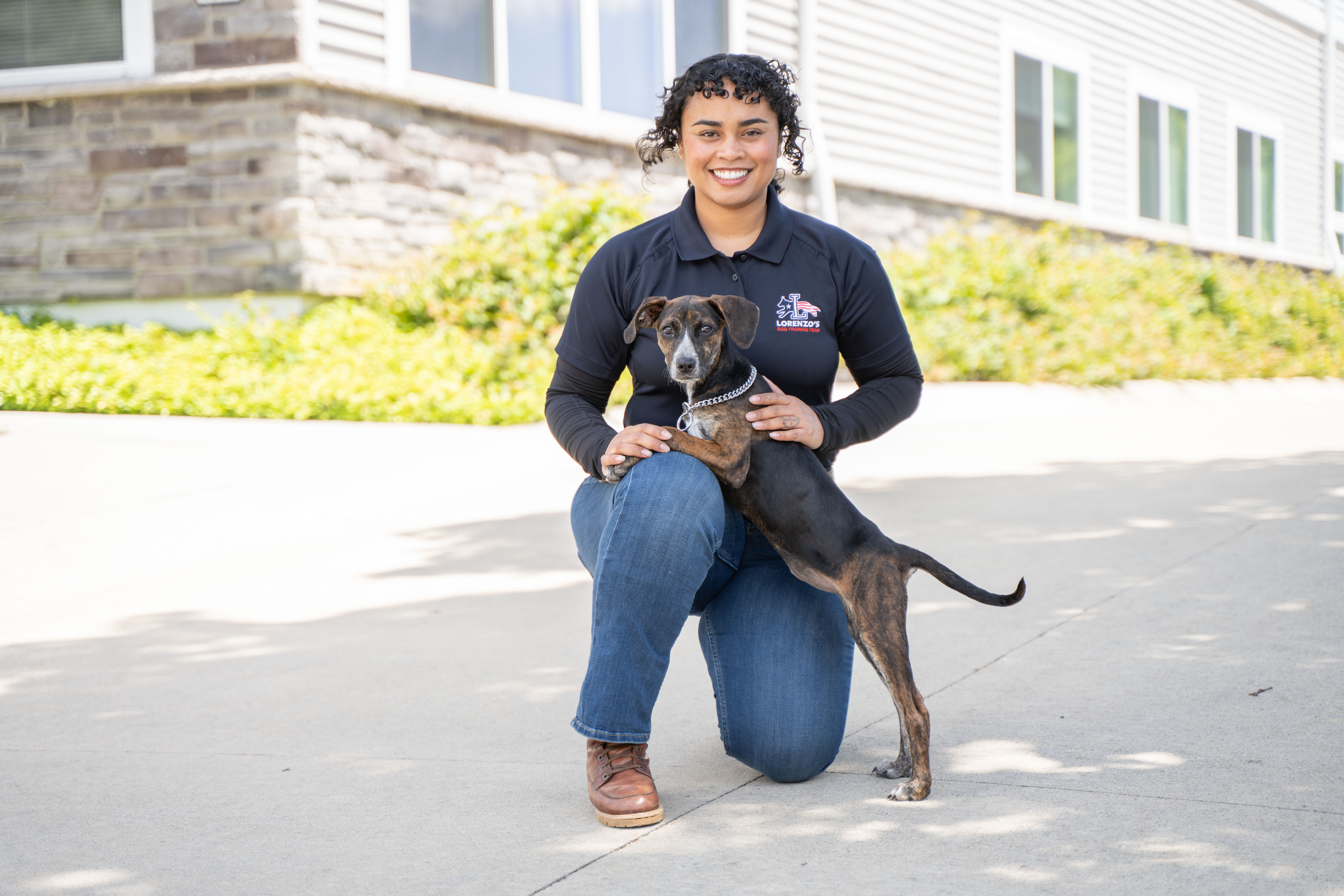 Karemela Sefferin training with her dog
